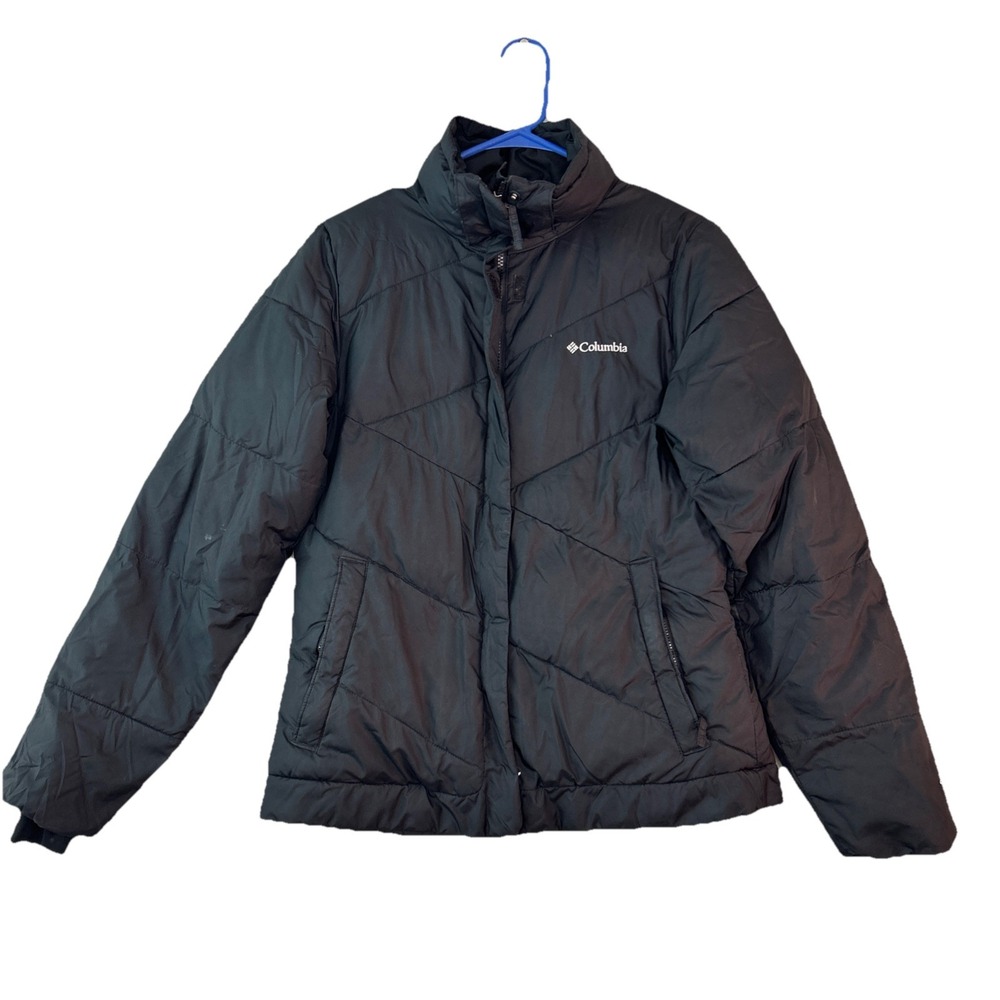 Columbia Jacket Mens Medium Navy Omni-Shield Full Zip Puffer Coat Hiking Outdoor